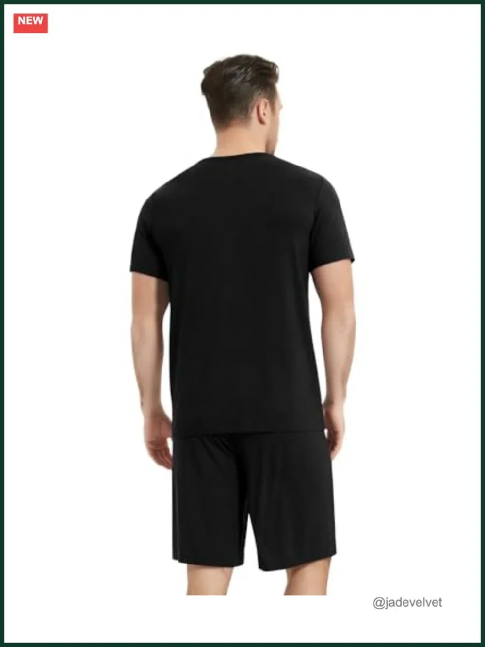 Men's Bamboo Viscose Short Sleeve Pajama Set Cooling PJs Sleepwear with Pockets